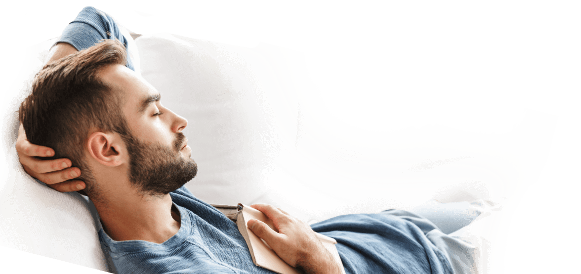 Man sleeping soundly after visiting sleep center in Mansfield Texas